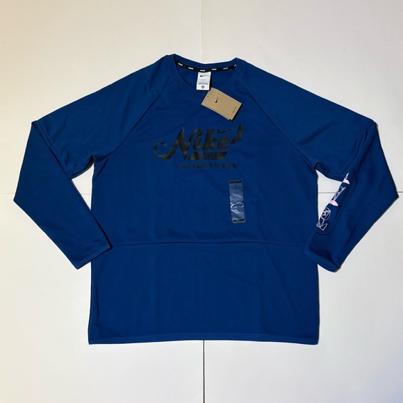 NIKE PRO MEN'S DRI-FIT FLEECE FITNESS CREW-NECK TOP SWEATSHIRT FN3289 476 size L - Picture 1 of 13